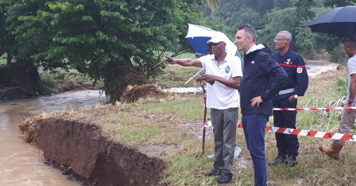Tempête Dorian visite de terrain à Rivière Pilote du secrétaire